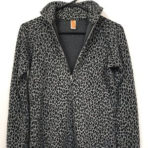 LUCY Leopard Print Quarter Zip Athletic Top Small